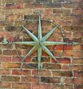 Kompass Wandkunst Runde Leinwand Plakette - Metall grüngrün (86 cm hoch)