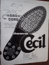 Chaussures CECIL + meubles SOUBRIER publicité papier ILLUSTRATION 1928