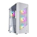Noua Smash S10 White Case ATX PC Gaming 0.60MM SPCC 3*USB3.0/2.0 Frontale Mesh 4 Ventole Bianco RGB Rainbow Pannello Laterale in Vetro Temperato (AxPxL: 459x381x204 mm)