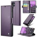ELEPIK for Galaxy S22 Ultra Case with Card Holder, Kickstand [3 Card Holder + 1 Cash Slot] [Durable PU Leather] Magnetic Wallet Phone Cover for Samsung Galaxy S22 Ultra, Fashion Purple