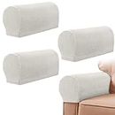 Armrest Chair Covers, Set of 4 Stretch Armchair Covers for Arms，Spandex Polyester Sofa Arm Caps Non Slip Armrest Covers for Chairs Furniture Protector Armchairs Sofa Couches Recliner (ivory White)