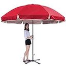 RAINPOPSON Super Cloth Umbrella With Stand Holder for Patio Garden Outdoor, Waterproof, 42in/7ft Big Size (Red)