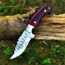 LOM CUSTOM HANDMADE D-2 STEEL RED G-10 CAMPING HUNTING OUTDOOR KNIFE WITH SHEATH