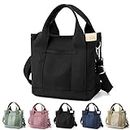 Women's Fashion Canvas Tote Bag | Large Capacity Multi-Pocket Crossbody Handbag | Waterproof Fabric Work, Travel & Shopping (Black)