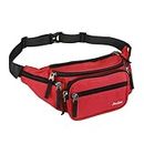 ProCase Fanny Pack Waist Packs for Men Women, Large Capacity Waist Bag Hip Pack for Travel Hiking Running Outdoor Sports -Red