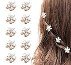 10 Pcs Small Mini Pearl Claw Clips with Flower Design, Sweet Artificial Bangs Clips Decorative Hair Accessories for Women Girls