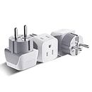 Ceptics Canada to European (Schuko) Travel Adapter (Type E/F) - Dual Input - Ultra Compact - Charge your Cell Phone, Laptops, Tablets (CT-9, 3 Pack)