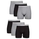 Hanes Men Hanes Boxer Briefs, Cool Dri Moisture-Wicking Underwear, Cotton No-Ride-up for Men, 6 Pack, Black/Grey, Medium