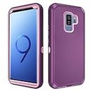 Asuwish Phone Case for Samsung Galaxy S9 Plus Cell Cover Hybrid Rugged Shockproof Hard Protective Drop Proof Full Body Heavy Duty Mobile Accessories Glaxay S9+ 9S 9+ S 9 9plus S9plus Women Men Purple