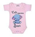 ARVESA Cute Like My Bua Theme Unisex Baby 0-3 Month Pink Romper Onesie Half Sleeve Envelope R-972-S-PINK Bua Loves Baby Clothes, Bua Onesie, Bua Baby Romper.