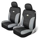 Caterpillar Flexfit Automotive Seat Covers for Cars Trucks and SUVs (Set of 2) – Black Seat Covers for Front Seats, Seat Protectors with Gray Honeycomb Trim, Auto Interior Covers
