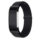 REYUIK Soft Bands Compatible Charge 2 band Breathable Nylon Women Men Replacement Strap with Adapters Bracelet for Charge 2 hr Fitness Sport Tracker (Black)