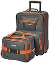 Rockland Fashion Softside Upright Luggage Set, Charcoal, 2-Piece Set (14/19), Fashion Softside Upright Luggage Set