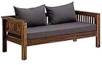 Vivek Wood - 2 Seater Sofa | Two Seater Couch for Living Room, Drawing Room, Bedroom, Office Lounge & Patio Area | Solid Wood Sheesham, Teak Finish | 2-Person Sofa