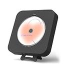 Lettore CD nero carino Yintiny con Bluetooth 5.0, lettore musicale ricaricabile per la decorazione domestica, lettore musicale adorabile portatile, telecomando, supporto AUX in cavo e USB