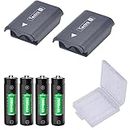 Tectra Battery with Covers for Xbox 360, 4pcs AA Ni-MH Rechargeable Battery Pack + 2pcs Battery Back Covers Holders for Xbox 360 Wireless Controller