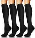 CTHH 4 Pairs Graduated Copper Compression Socks for Women & Men Circulation 15-20 mmHg - Best Support for Nurses, Running