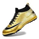 Roniluu Soccer Shoes Mens Women,Professional Youth Soccer Boots,Football Training Shoes Boys Girls Gold