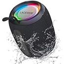 Bluetooth Speaker, Stereo Wireless Portable Small Speakers, Waterproof, with FM Radio/Dazzling LED Lights/USB Port,Rechargeable,for Party Camping Shower Outdoor Birthday Him Her Gift Electronic Gadget