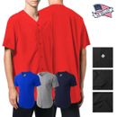Mens Baseball Jersey Raglan Plain T Shirt Team Solid Button Cotton Basic Print