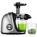 Jocuu Slow Masticating Juicer with Soft/Hard Modes Easy to Clean Quiet Motor & Reverse Function, Cold Press Juicer for Fruit & Vegetable, 90% Juice Yield, with Brush & Recipes (Gray)