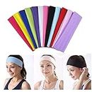 QincLing 12 PCS Yoga Cotton Headbands, Stretch Elastic Headbands Non Slip Workout Sweatbands Sport Running Headbands For Women Girls Ladies Exercise Fitness