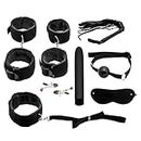 LOOM TREE 8pcs Couples Adult Toys Plush Handcuffs Strap Whip Rope Bandage Set Black | Fantasy, Fetish & Accessories