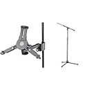 K&M Stands 19791-016-55 Universal iPad/Tablet Holder & 210/9-BLACK Microphone Boom Stand 21090