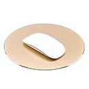 ProElife Premium 22-cm Round Aluminum Mouse Mat for Office Home laptop computer wireless wired mouse (Gold Colour)