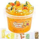 Clear Slime, 300ML Mango Orange Slime Jelly Cube Glimmer Crunchy Slime Kit with 8 Add-ins,Stress Relief Toy,Slime Party Favors for Kids, Birthday New Year Easter Gifts for Girls & Boys Age 6 7 8 9 10+