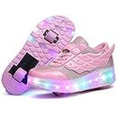 Nsasy Kids Roller Shoes Boy Girl Sneakers with Wheels Become Sport Sneaker with Led for Christmas Birthday Children Show Gift, 586-double Wheel, 3 US Little Kid
