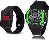 MRPOINT Digital Watch Treading Collection Led Smart Watch for Boys and Kids 2 Watch Combo for Boys and Men (Black and Green) - Digital Watch - for Boys & Girls