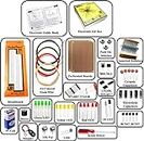 INSIGNIA LABS - ELECTRONIC COMPONENTS PROJECT KIT/BASIC KIT WITH TUTORIAL BOOK (INCLUDES BREADBOARD, PCB, CAPACITORS, LEDS, ETC)