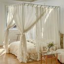 Flax Mosquito Net Bed Netting Canopy Summer France Bed Curtain & White Bracket
