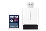 SAMSUNG PRO Ultimate Memory Card Full Size + Reader, 256GB SDXC, Up to 200 MB/s, 4K UHD, UHS-I, C10, U3, V30, A2 for DSLR, Mirrorless Cameras, PCs, MB-SY256SB/AM
