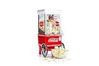 Nostalgia Popcorn Maker, 12 Cups Coca-Cola Hot Air Popcorn Machine with Measuring Cap, Oil Free, Vintage Movie Theater Style, White and Red