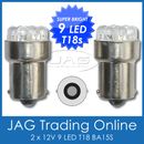 PAIR 12V 9-LED BA15S T18 WHITE GLOBES - Automotive Reverse/Indicator Light Bulbs