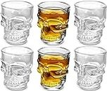 EK DO DHAI Skull Crystal Shot Glass with Heavy Base for Drinking Whiskey + Tequila + Vodka + Cocktail | Gifts for Men | 60ml (2 Oz) | Set of 6