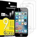 NEW'C 3 Stück, Panzer Schutz Glas für iPhone 5, iPhone 5S, iPhone 5C, Frei von Kratzern, 9H Härte, HD Displayschutzfolie, 0.33mm Ultra-klar, Ultrabeständig