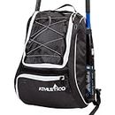 Athletico Baseball Bat Bag - Backpack for Baseball, T-Ball & Softball Equipment & Gear for Kids, Youth, and Adults | Holds Bat, Helmet, Glove, & Shoes | Separate Shoe Compartment, & Fence Hook (Black)