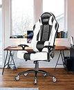 Reklinex Multi-Functional Ergonomic Gaming Pu Leather Chair with Adjustable Back Rest, Fixed Arm Rest |Computer/Office Chair | 175 Degree Recline Comfortable & Durable | M5-White, DIY(Do It Yourself)