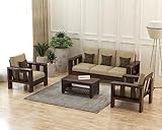 Mamta Furniture Solid Sheesham Wooden 5 Seater Sofa Set for Living Room Furniture - Walnut Finish
