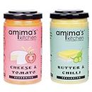 Amima's Kitchen Cheese & Tomato Seasoning (100g) | Butter & Chilly (90g) Seasonings Sprinkler Jar Combo - Perfect for Popcorns, Chips, Makhanas, Nachos, Fryums | No Synthetic Color