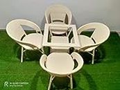 Garden Living 4+1 Outdoor Indoor Patio Furniture Sets Rattan Chair Patio Set Wicker Conversation Set Poolside Lawn Chairs Swing Area Balcony Outdoor Garden Furniture (4 Chair 1 Table, Off White)