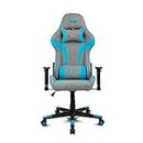DRIFT Gaming Chair DR90 -DR90GBL - Chaise de jeu, tissu respirant, accoudoirs 2D rembourrés, base en nylon renforcé, piston de classe 4, inclinaison, coussin lombaire/cervical, gris/bleu