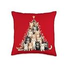 Abbigliamento, Accessori e Idee regalo per Natale Small Making Tree-Christmas Cat Throw Pillow, 16x16, Multicolor
