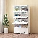 Portable Shoe Storage Plastic Cube Storage Tower Shelves for Storage Shoe Cabinet Shoe Rack (2 Row of 10-Layer)