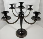 Bronze Candelabra by Bombay Company, 5 Arm, Rustic Brass Brown, 16" Tall, India