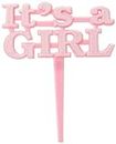 Unique Party 13660 - Décorations de Cupcake pour Baby Shower - Lettrage "It's A Girl" - Couleur Rose - Paquet de 8