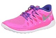 Nike - Free 5.0 Girls' Athletic Shoes, Hyper Pink Metallic Silver Royal Blue, 5.5 UK